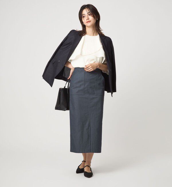 UNITED ARROWS green label relaxing「［size SHORTあり］キチントボトムス Iライン スリム タイト スカート シャンブレー」|タイト|