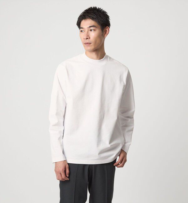 UNITED ARROWS green label relaxing「【WEB限定】JUST fit クリーン カノコ モックネック 長袖 Tシャツ -抗菌-」|Tシャツ・カットソー|WHITE