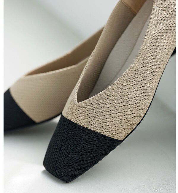 UNITED ARROWS green label relaxing「ウェルネス ニット スクエアVカット シューズ 撥水 ウォッシャブル」|バレエシューズ|