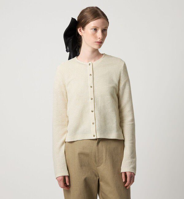 STEVEN ALAN「＜Steven Alan＞ウェイビー ジャージー ショートスリーブ カーディガン」|カーディガン|OFF WHITE