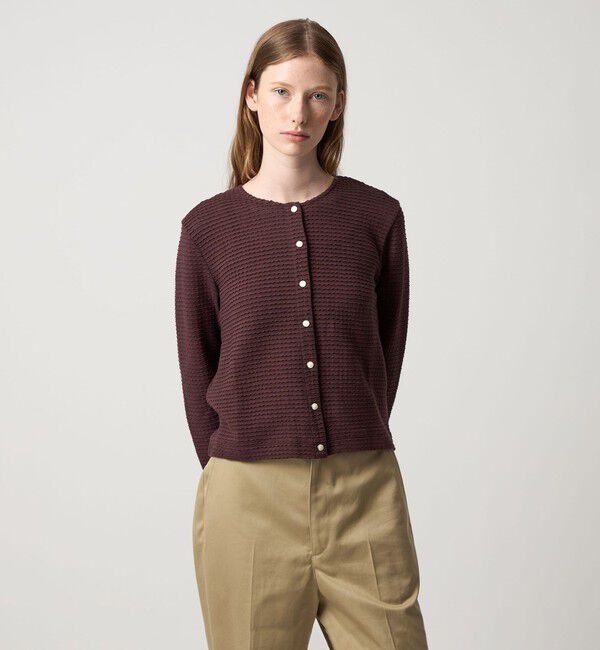 STEVEN ALAN「＜Steven Alan＞ウェイビー ジャージー ショートスリーブ カーディガン」|カーディガン|WINE
