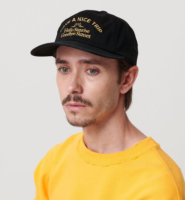 BEAUTY&YOUTH UNITED ARROWS「＜HELLO SUNRISE＞タイポグラフィ アーチ ロゴ 6パネル キャップ」|キャップ・キャスケット|BLACK