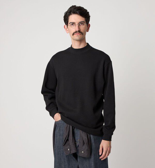 STEVEN ALAN「＜Steven Alan＞ ダブルフェイス モックネック カットソー BOLD」|Tシャツ・カットソー|BLACK