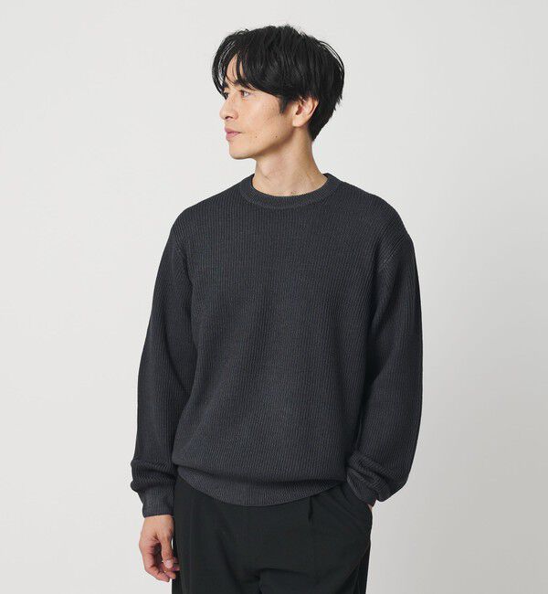 BEAUTY&YOUTH UNITED ARROWS「フェード アゼ クルーネック ニット 手洗い可能」|ニット・セーター|DK.GRAY