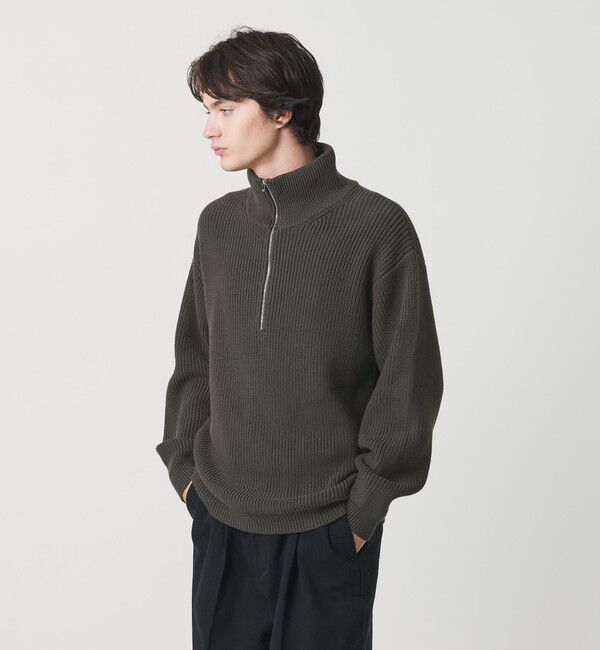 MONKEY TIME「バルキー アゼ ハーフジップ ニット」|ニット・セーター|
