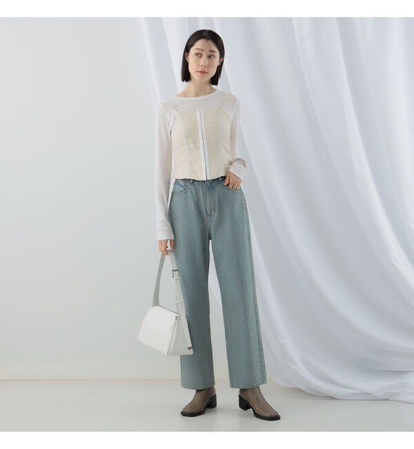 Ray BEAMS 「テレコ リブ クルーネック トップス」|Tシャツ・カットソー|