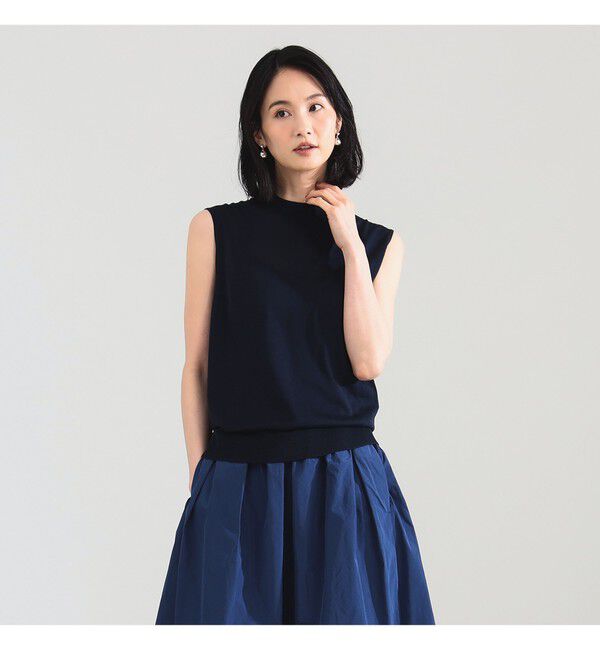 Demi-Luxe BEAMS 「シルク ノースリーブ トップス」|ニット・セーター|NAVY