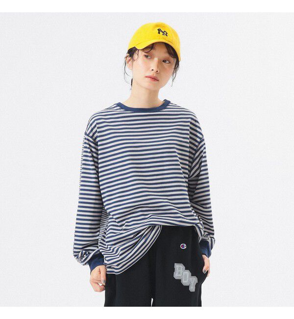 BEAMSBOY「スウィッチ ボーダー ロングスリーブ」|Tシャツ・カットソー|NAVY