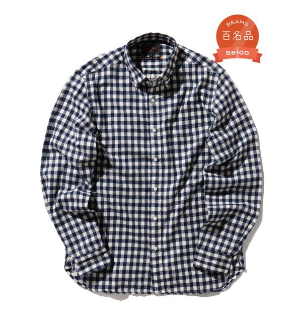 BEAMS PLUS「BEAMS PLUS / シャギーギンガムチェック ボタンダウンシャツ」|シャツ・ブラウス|NAVY