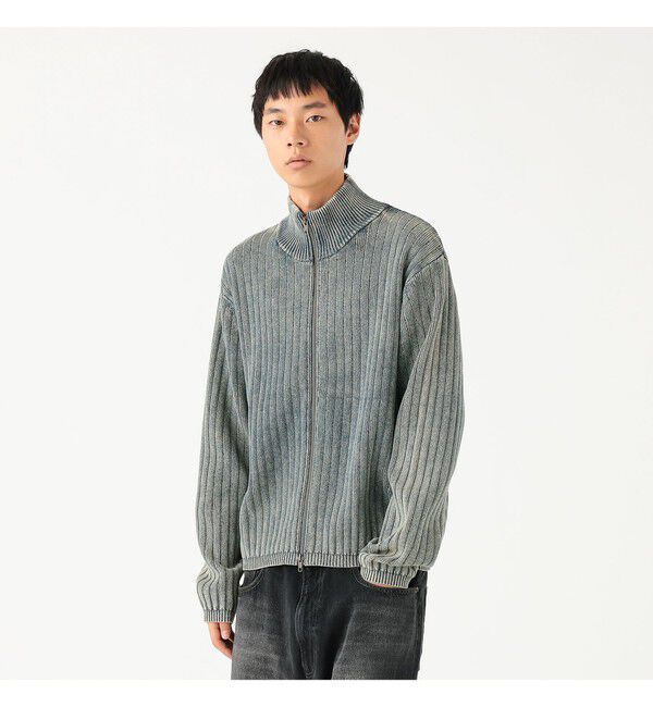 BEAMS「リラックスフィット フェード スタンド フルジップ ニット」|ニット・セーター|