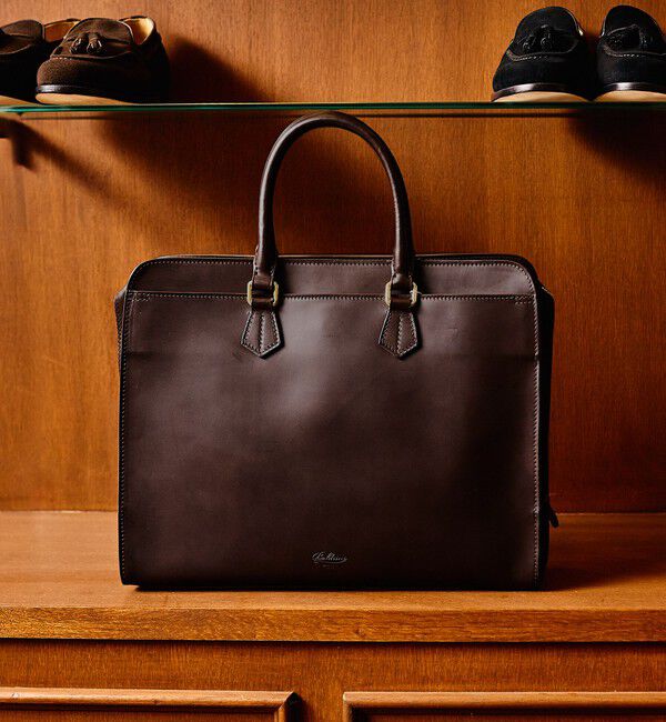 SHIPS「Boldrini Selleria: レザー ブリーフ バッグ」|ビジネスバッグ|ダークブラウン