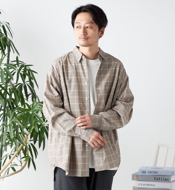 SHIPS any「SHIPS any: オーバーサイズ レギュラーカラー チェック／ストライプ 長袖 シャツ◇」|シャツ・ブラウス|
