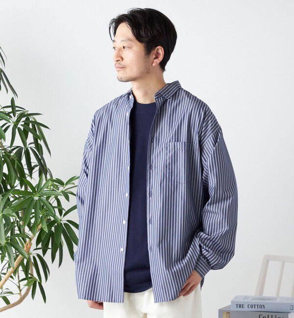 SHIPS any「SHIPS any: オーバーサイズ レギュラーカラー チェック／ストライプ 長袖 シャツ◇」|シャツ・ブラウス|