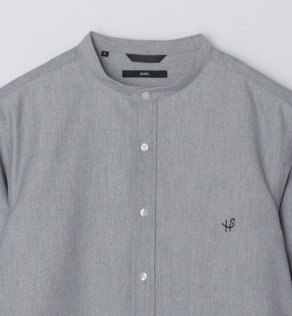 SHIPS「【WEB限定】SHIPS: 防シワ・吸水速乾 Drymix(R) ワンポイントロゴバンドカラーシャツ」|シャツ・ブラウス|