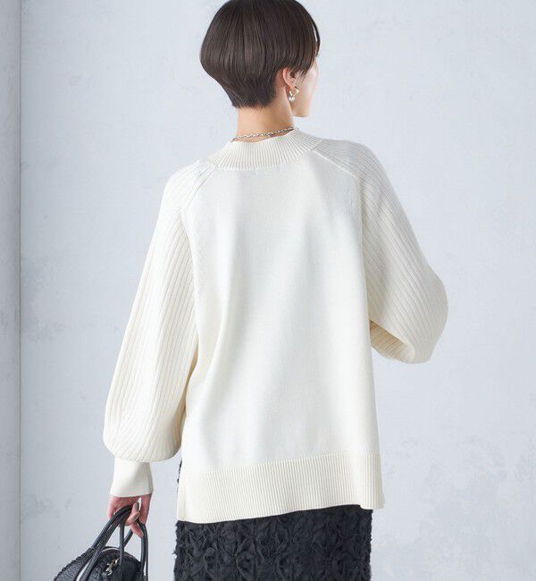 SHIPS for women「〈手洗い可能〉マーセライズ コットン 編地 切替 プルオーバー 24SS ◇」|ニット・セーター|