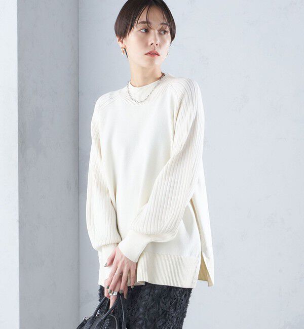 SHIPS for women「〈手洗い可能〉マーセライズ コットン 編地 切替 プルオーバー 24SS ◇」|ニット・セーター|