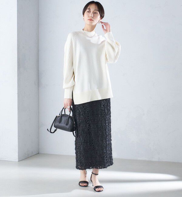 SHIPS for women「〈手洗い可能〉マーセライズ コットン 編地 切替 プルオーバー 24SS ◇」|ニット・セーター|