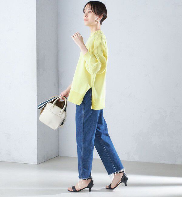 SHIPS for women「〈手洗い可能〉マーセライズ コットン 編地 切替 プルオーバー 24SS ◇」|ニット・セーター|