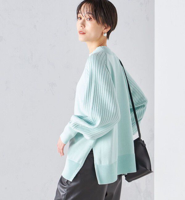 SHIPS for women「〈手洗い可能〉マーセライズ コットン 編地 切替 プルオーバー 24SS ◇」|ニット・セーター|