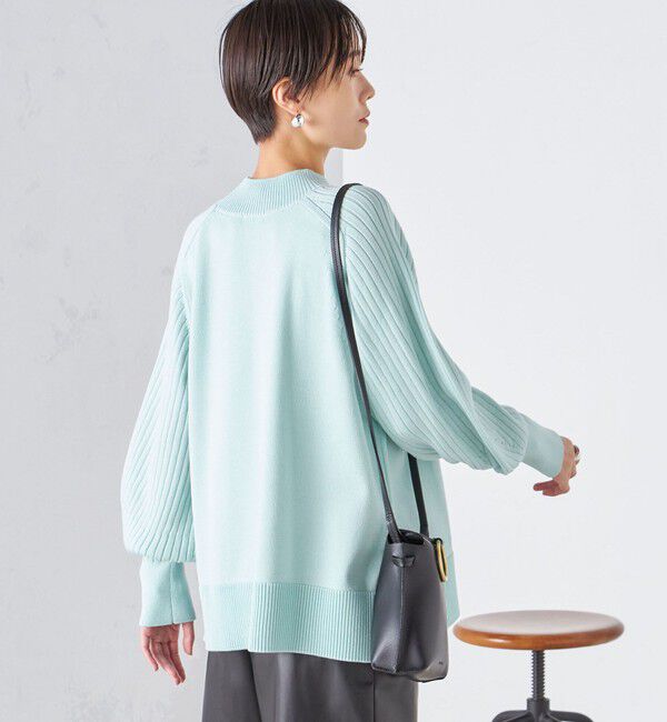 SHIPS for women「〈手洗い可能〉マーセライズ コットン 編地 切替 プルオーバー 24SS ◇」|ニット・セーター|