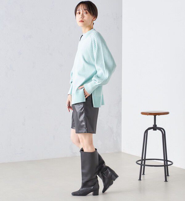 SHIPS for women「〈手洗い可能〉マーセライズ コットン 編地 切替 プルオーバー 24SS ◇」|ニット・セーター|