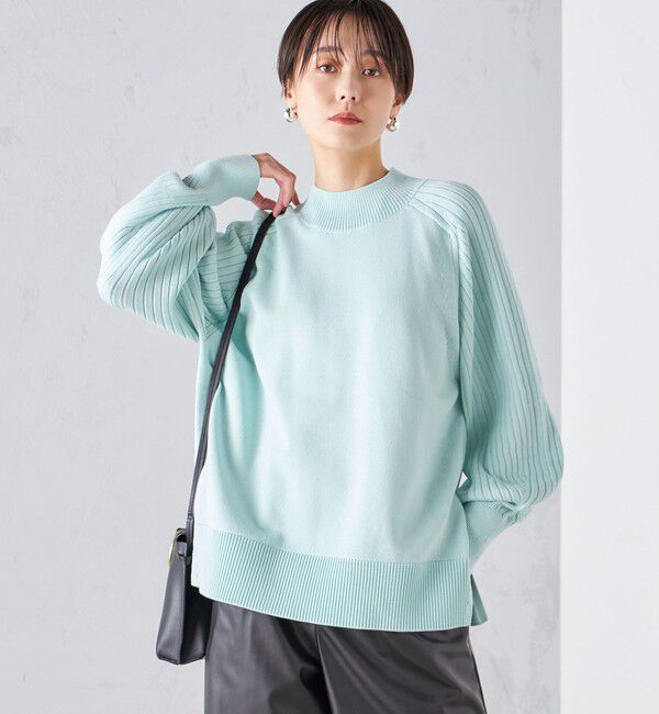 SHIPS for women「〈手洗い可能〉マーセライズ コットン 編地 切替 プルオーバー 24SS ◇」|ニット・セーター|