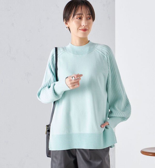 SHIPS for women「〈手洗い可能〉マーセライズ コットン 編地 切替 プルオーバー 24SS ◇」|ニット・セーター|