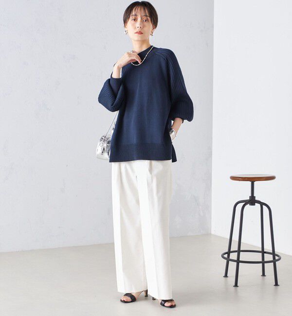 SHIPS for women「〈手洗い可能〉マーセライズ コットン 編地 切替 プルオーバー 24SS ◇」|ニット・セーター|