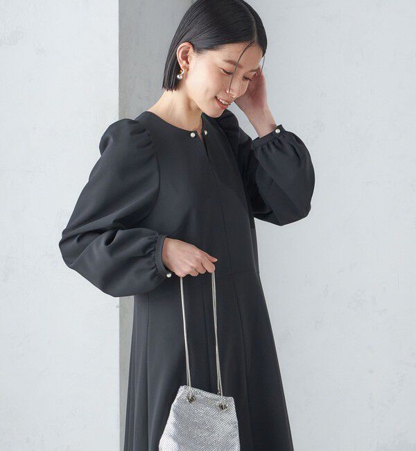 SHIPS for women「〈手洗い可能〉ブラック フォーマル フレア ワンピース（セレモニー対応可）」|ワンピース|