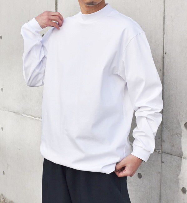 SHIPS any「SHIPS any: スムースコットン モックネック Tシャツ (ロンT)◇」|Tシャツ・カットソー|ホワイト