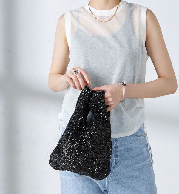 SHIPS for women「troisiemeCHACO:スパンコール バッグ」|ハンドバッグ|ブラック