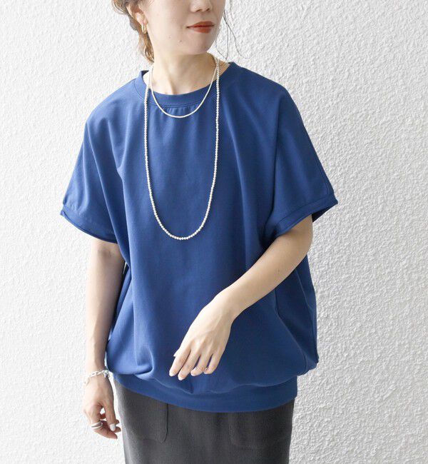 SHIPS any「SHIPS any:〈洗濯機可能〉インレイ コクーン ショートスリーブ プルオーバー」|Tシャツ・カットソー|ブルー