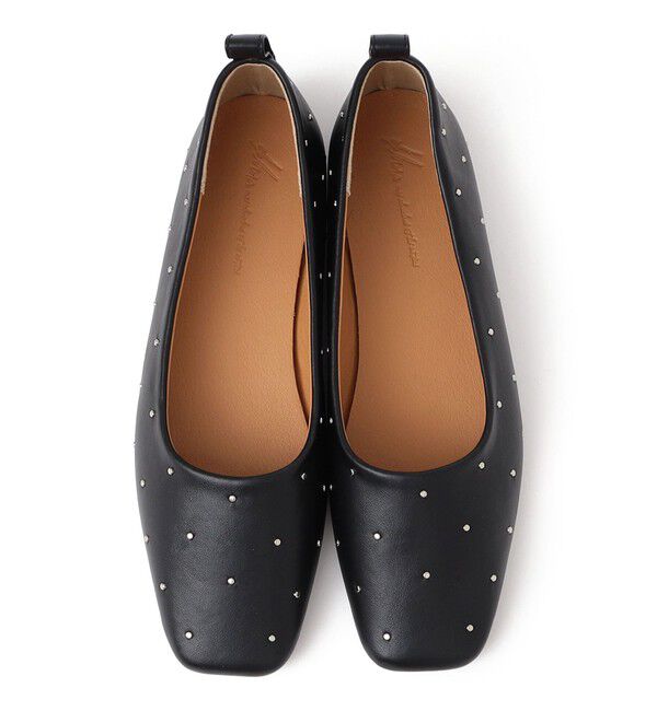 SHIPS any「【SHIPS any別注】eblouna: スタッズ スクエアトゥ フラット パンプス」|パンプス|