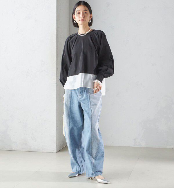 SHIPS for women「〈手洗い可能〉シアー コンビ タック プルオーバー」|Tシャツ・カットソー|