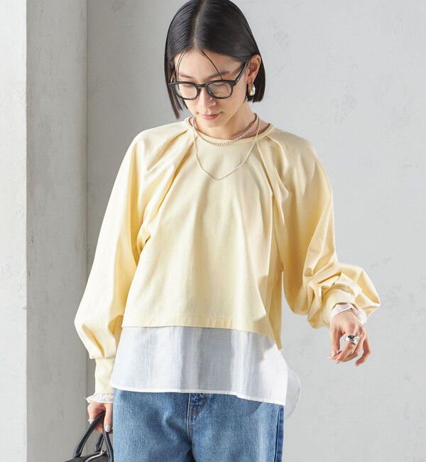 SHIPS for women「〈手洗い可能〉シアー コンビ タック プルオーバー」|Tシャツ・カットソー|