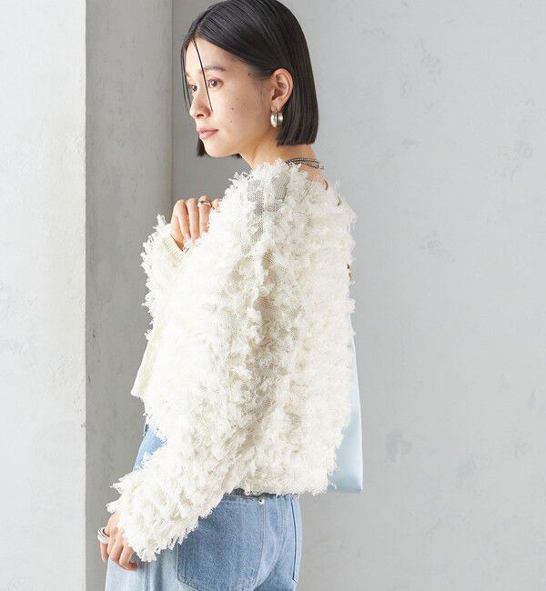 SHIPS for women「〈手洗い可能〉ギマ フリンジ ショート カーディガン」|カーディガン|