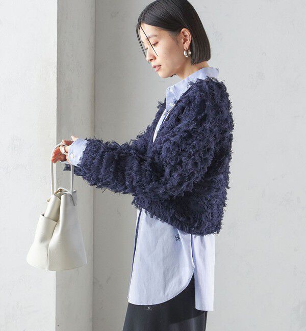 SHIPS for women「〈手洗い可能〉ギマ フリンジ ショート カーディガン」|カーディガン|