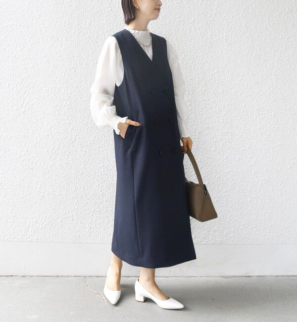 SHIPS for women「〈手洗い可能〉シャークスキン ジレ ワンピース」|ワンピース|