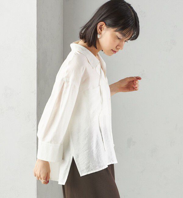 SHIPS for women「〈手洗い可能〉シアー シルク混 オープンカラー シャツ」|シャツ・ブラウス|