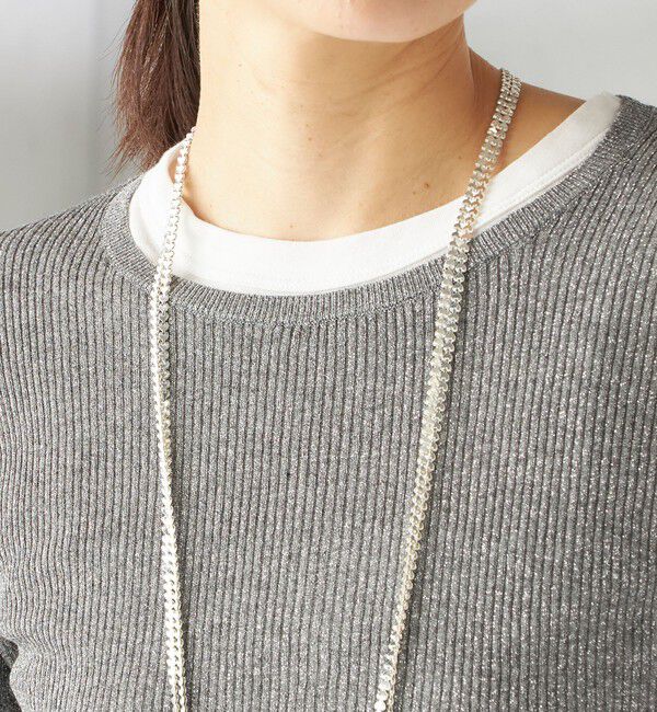 SHIPS for women「〈手洗い可能〉ラメ シアー リブ ニット プルオーバー」|ニット・セーター|