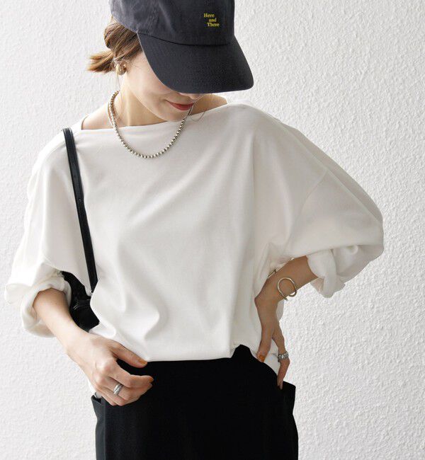 SHIPS any「SHIPS any:〈接触冷感/汗染み防止加工/洗濯機可能〉ボートネック ワイド ロンTEE」|Tシャツ・カットソー|