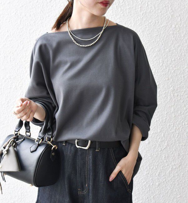 SHIPS any「SHIPS any:〈接触冷感/汗染み防止加工/洗濯機可能〉ボートネック ワイド ロンTEE」|Tシャツ・カットソー|