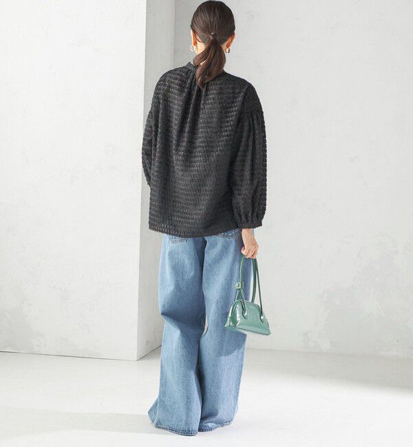 SHIPS for women「〈手洗い可能〉シアー ジャカード 袖 シャーリング ブラウス」|シャツ・ブラウス|