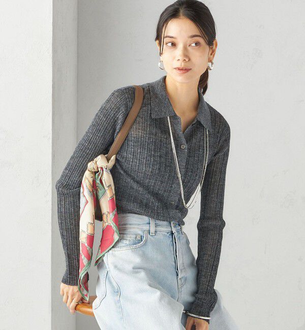 SHIPS for women「〈手洗い可能〉ランダム リブ ポロ ニット カーディガン」|カーディガン|