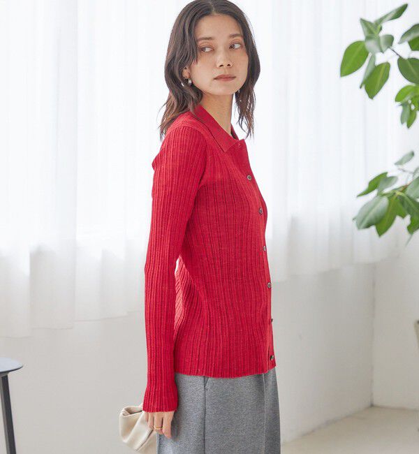 SHIPS for women「〈手洗い可能〉ランダム リブ ポロ ニット カーディガン」|カーディガン|