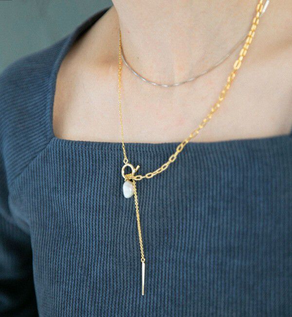 quaranciel「quaranciel: ワントップ 淡水パール マンテルチェーン ロング ネックレス」|ネックレス|ゴールド