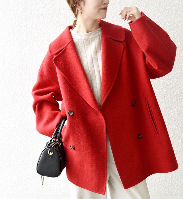 SHIPS any「《一部追加予約》SHIPS any: リバー ダブル テーラード ミドル コクーン コート」|その他|レッド