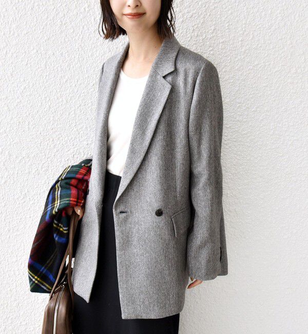 SHIPS for women「〈手洗い可能〉ウール 調 合繊 ダブル ジャケット」|テーラードジャケット|ヘザーグレー