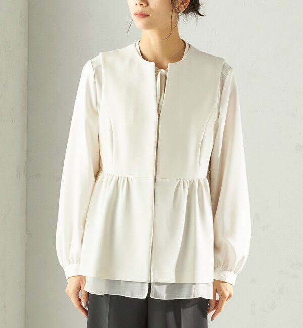 SHIPS for women「ダブル クロス レイヤード ペプラム ジレ（セレモニー対応可）」|ベスト・ジレ|