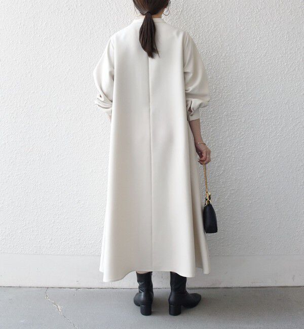 SHIPS any「《追加予約》SHIPS any:〈洗濯機可能〉ダブルクロス フリル パフ スリーブ ワンピース［NAVY BLUE］」|ワンピース|